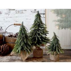 Zeleno-zlatý vánoční borovicový stromek v jutě Fleur Pine Tree - 27 cm