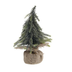 Zeleno-zlatý vánoční borovicový stromek v jutě Fleur Pine Tree - 20 cm