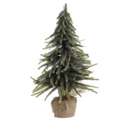 Zeleno-zlatý vánoční borovicový stromek v jutě Fleur Pine Tree - 35 cm