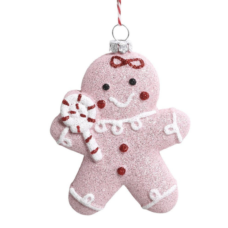 Růžová vánoční ozdoba perníček Gingerbread Candy - 8*3*10 cm