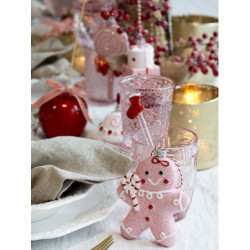 Růžová vánoční ozdoba perníček Gingerbread Candy - 8*3*10 cm