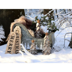 Zinkové antik kovové zdobené sáně Dreaming Christmas - 68*33*50 cm