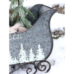 Zinkové antik kovové zdobené sáně Dreaming Christmas - 68*33*50 cm