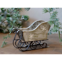 Zinkové antik kovové zdobené sáňky s vločkami Christmas - 10*5*12 cm