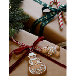 Set 2ks závěsná dekorace perníkový sněhulák a vločka Ginger - 8*0,5*8 cm