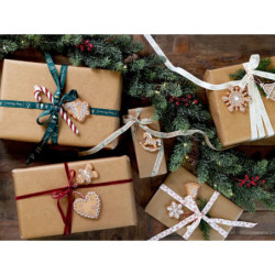 Set 2ks závěsná dekorace perníkový stromek a srdce Ginger - 8*0,5*8 cm