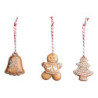 Set 3ks závěsná dekorace perníček, zvonek a stromek Ginger - 5*0,5*6 cm