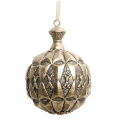 Mosazná antik vánoční ozdoba koule Mossier - Ø 10 * 15 cm