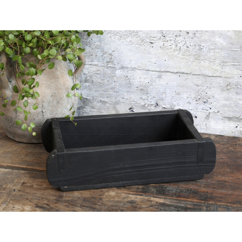 Dřevěná černá retro bedýnka Brick old black - 30*15*10 cm