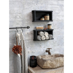 Dřevěná černá retro bedýnka Brick old black - 30*15*10 cm