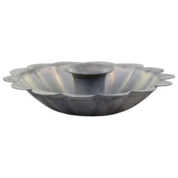 Zinkový antik kovový svícen na úzkou svíčku s květem Nostalgic - Ø 12*4 cm
