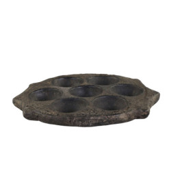 Černý antik kamenný svícen na malé svíčky Grimaud Unit - Ø 25*2,5 cm