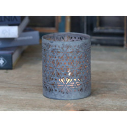 Zinkový antik svícen s květy Flowers - Ø 8*10cm