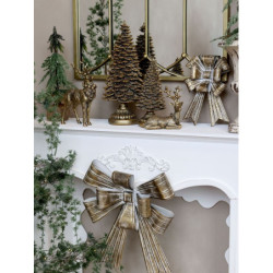 Mosazná antik kovová nástěnná dekorace mašle Bow - 24*6*31 cm