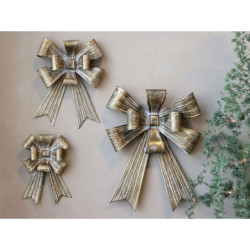Mosazná antik kovová nástěnná dekorace mašle Bow - 24*6*31 cm