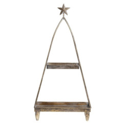 Mosazný antik dekorační kovový etažér s hvězdou Star - 34*15*69 cm