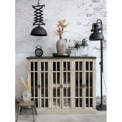 Černá antik kovová stojací lampa s patinou Factory - 175 cm / E27/ 60W