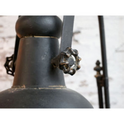 Černá antik kovová stojací lampa s patinou Factory - 175 cm / E27/ 60W