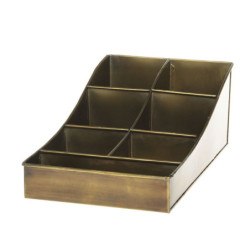Mosazný antik kovový třídící box / polička Jassy - 37*22*14 cm