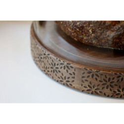 Dřevěný servírovací podnos s poklopem Flowers Tours - Ø 15*15 cm