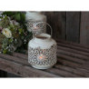 Krémová antik kovová lucerna Fleur-de-pot - Ø15 *16cm