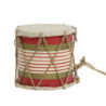 Červeno-bílý vánoční dřevěný buben s kůží Drum Vintage - Ø 11*10 cm