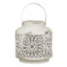 Krémová antik kovová lucerna Fleur-de-pot - Ø15 *16cm