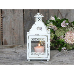 Krémová antik kovová lucerna Lasien - 11*11*24cm