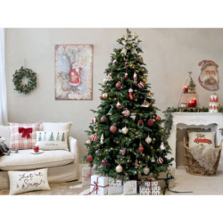 Bílý chlupatý povlak na polštář se stromky Let it Snow - 35*50 cm