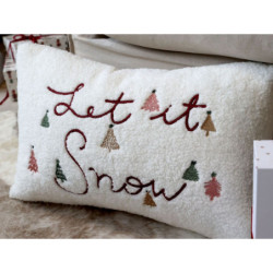 Bílý chlupatý povlak na polštář se stromky Let it Snow - 35*50 cm