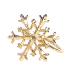 Mosazný antik kovový kroužek na ubrousek s vločkou Snowflakes - 4*4*4 cm