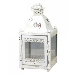 Krémová antik kovová lucerna Lasien - 11*11*24cm