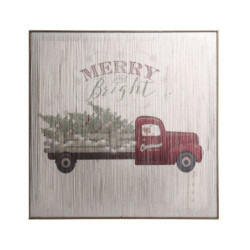 Vintage nástěnný obraz s autem a led světýlky Merry Bright - 60*2,5*60 cm