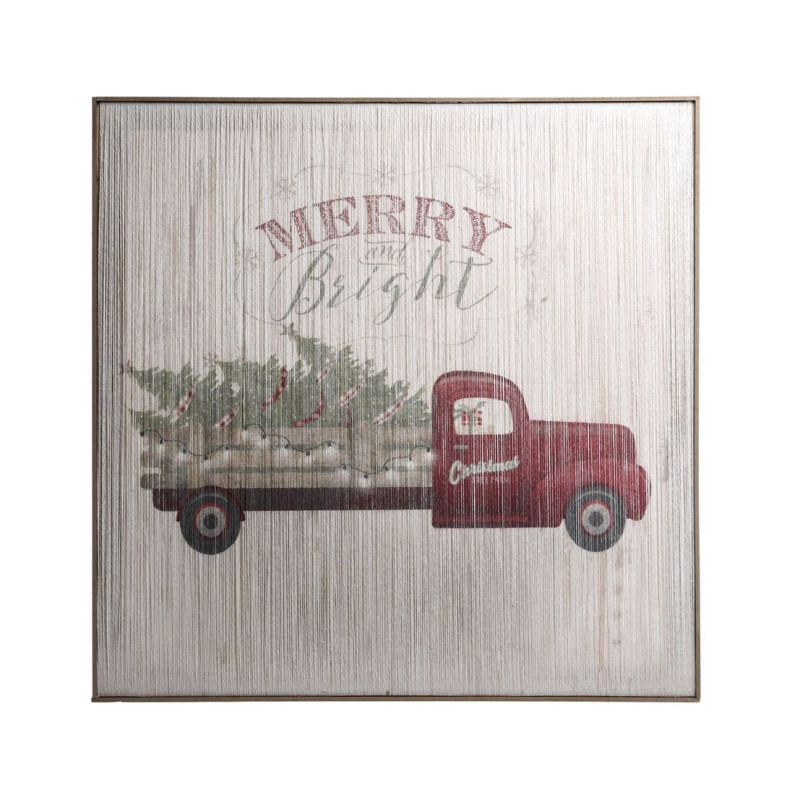 Vintage nástěnný obraz s autem a led světýlky Merry Bright - 60*2,5*60 cm