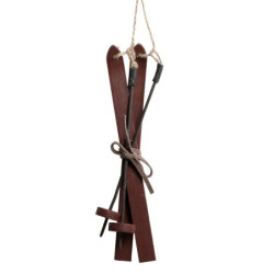 Červená vánoční ozdoba vintage lyže - 6*2*20 cm