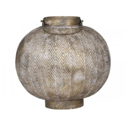 Champagne antik kovová kulatá lucerna Stion - Ø24 *25 cm