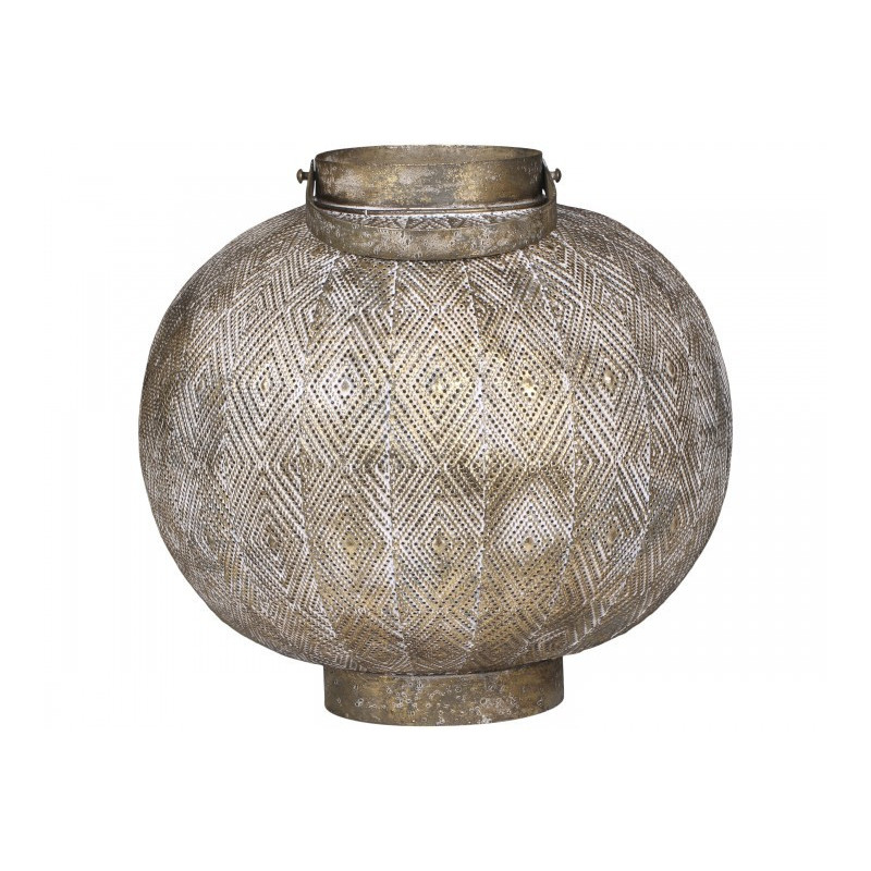Champagne antik kovová kulatá lucerna Stion - Ø24 *25 cm