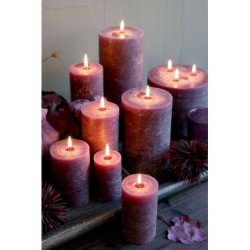 Fialová široká svíčka Macon Rustic plum - Ø 5*8cm/ 16h