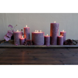 Fialová široká svíčka Macon Rustic plum - Ø 10*15cm/ 90h