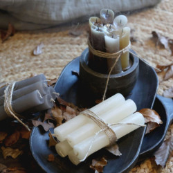 Hnědá úzká krátká svíčka Short dinner coffee - Ø 2 *11cm / 4h