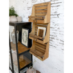 Nástěnná dřevěná police na časopisy Magazine rack - 35*15*90 cm