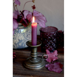 Fialová úzká krátká svíčka Short dinner plum - Ø 2 *11cm / 4h