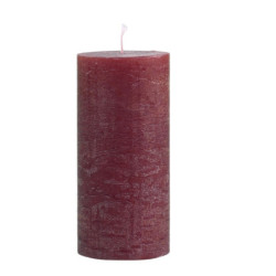 Červená široká svíčka Macon Rustic red - Ø 7*15cm/ 60h