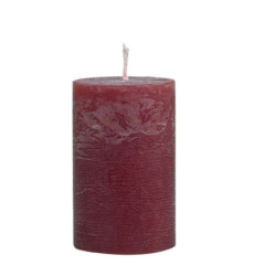 Červená široká svíčka Macon Rustic red - Ø 5*8cm/ 16h