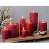 Červená široká svíčka Macon Rustic red - Ø 7*20cm/ 80h