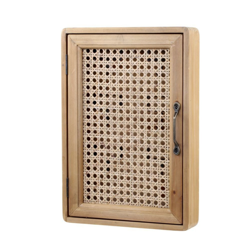 Přírodní dřevěná skříňka na klíče s výpletem French Old - 27*7*39 cm