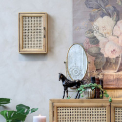 Přírodní dřevěná skříňka na klíče s výpletem French Old - 27*7*39 cm