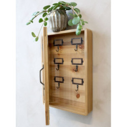 Přírodní dřevěná skříňka na klíče s výpletem French Old - 27*7*39 cm