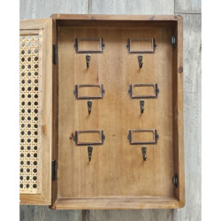 Přírodní dřevěná skříňka na klíče s výpletem French Old - 27*7*39 cm