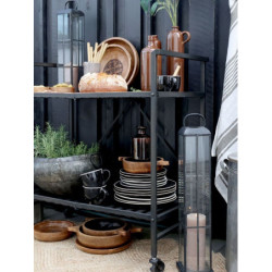 Černá antik kovová vysoká lucerna Factory - 13*13*60 cm